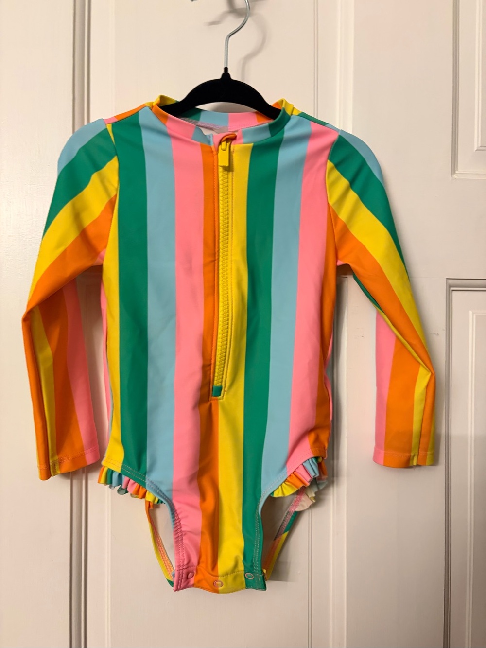 Kids Long-Sleeve One-Piece Swimsuit in Multi-Color Stripe